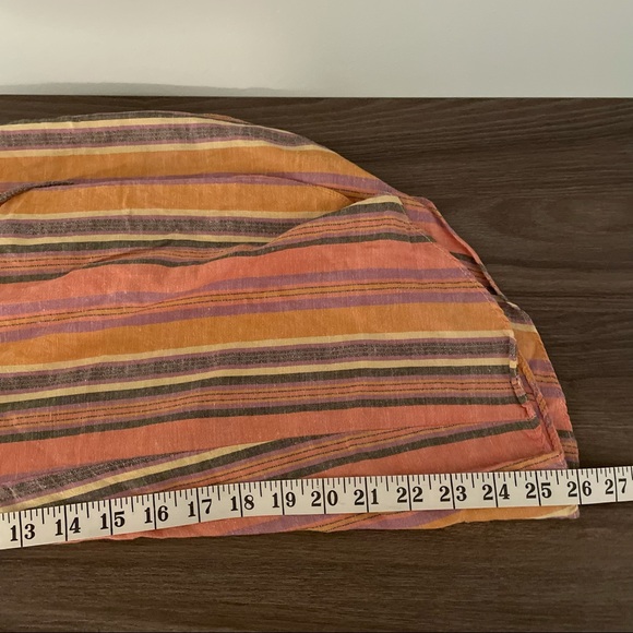 DREW (Anthropologie) Whitney Coral Striped Wide Leg Side Slit Linen Blend Pants - Picture 15 of 15